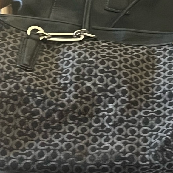 VTG Coach Madison needlepoint Black and Gray Patterned Tote Bag 320-26767 - Picture 9 of 12